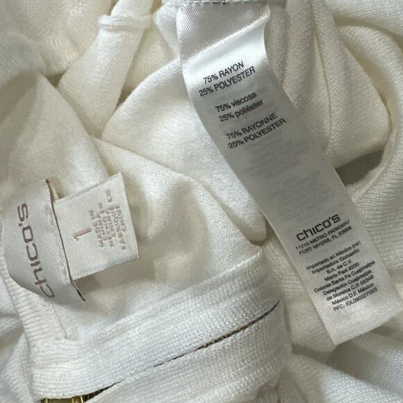 Chico’s  White Sweater With Zipper On The Back Size 1 - Picture 5 of 8